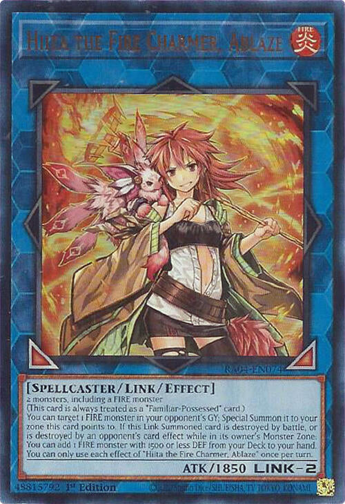 Hiita the Fire Charmer, Ablaze [RA04-EN074] Ultra Rare | Exor Games Summserside