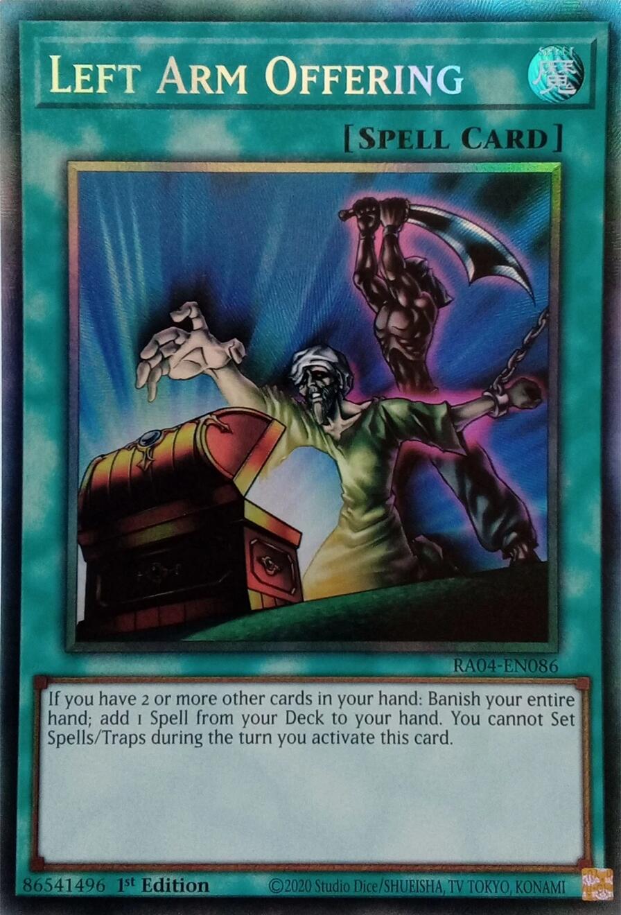 Left Arm Offering [RA04-EN086] Prismatic Collector's Rare | Exor Games Summserside