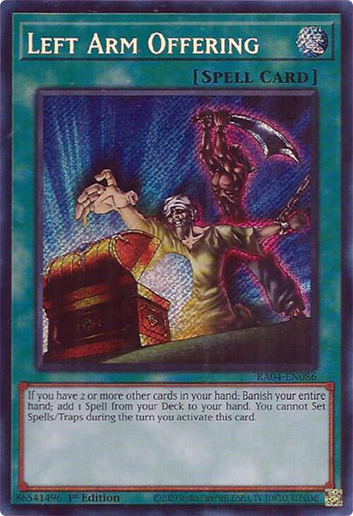 Left Arm Offering [RA04-EN086] Secret Rare | Exor Games Summserside