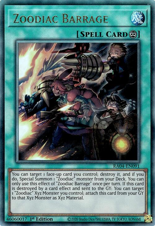Zoodiac Barrage [RA04-EN091] Prismatic Ultimate Rare | Exor Games Summserside