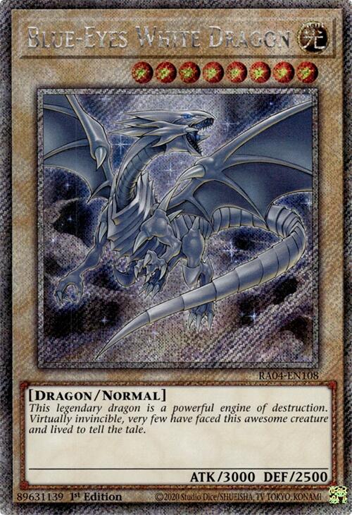 Blue-Eyes White Dragon (8th Art) [RA04-EN108] Platinum Secret Rare | Exor Games Summserside