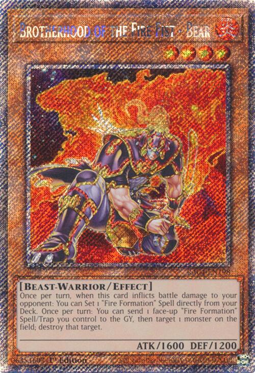 Brotherhood of the Fire Fist - Bear [RA04-EN198] Platinum Secret Rare | Exor Games Summserside