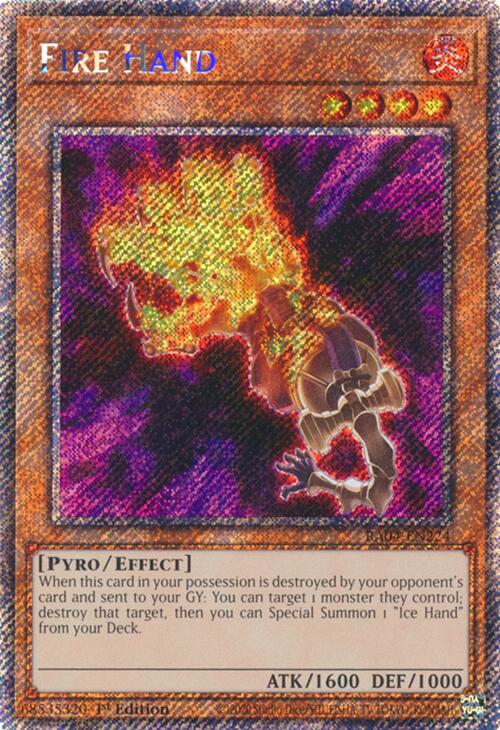 Fire Hand [RA04-EN224] Platinum Secret Rare | Exor Games Summserside