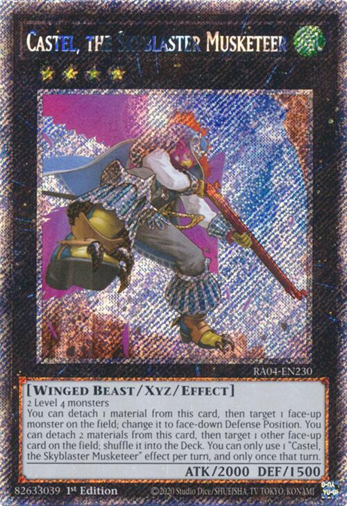 Castel, the Skyblaster Musketeer [RA04-EN230] Platinum Secret Rare | Exor Games Summserside