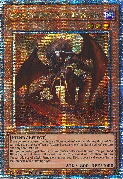 Scarm, Malebranche of the Burning Abyss [RA04-EN233] Quarter Century Secret Rare | Exor Games Summserside
