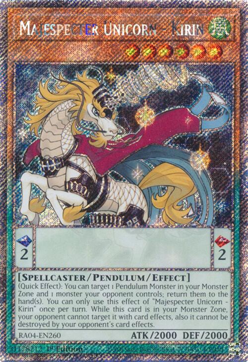 Majespecter Unicorn - Kirin [RA04-EN260] Platinum Secret Rare | Exor Games Summserside