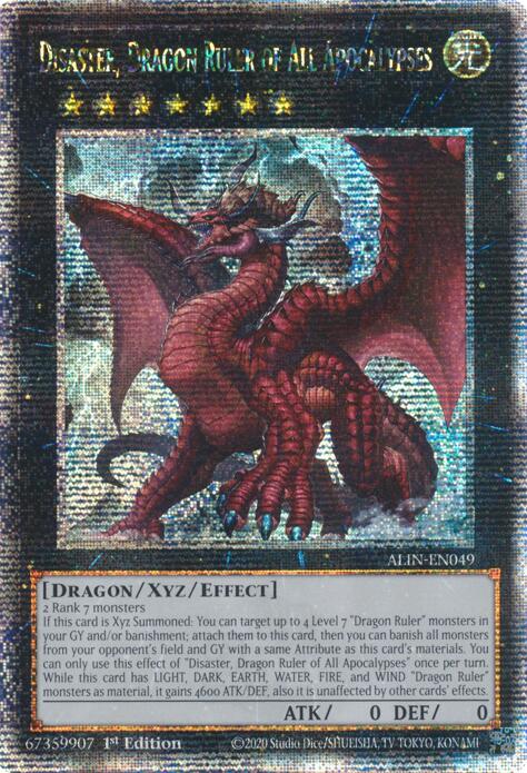 Disaster, Dragon Ruler of All Apocalypses [ALIN-EN049] Quarter Century Secret Rare | Exor Games Summserside