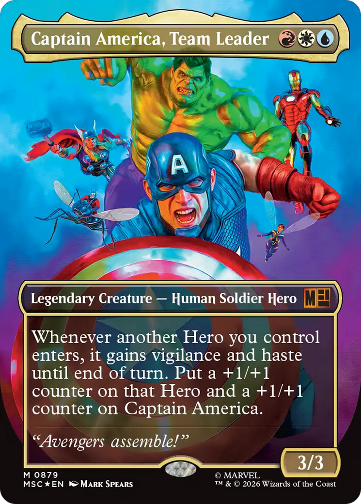 Captain America, Team Leader (Borderless) (Surge Foil) [Marvel Super Heroes Commander] | Exor Games Summserside