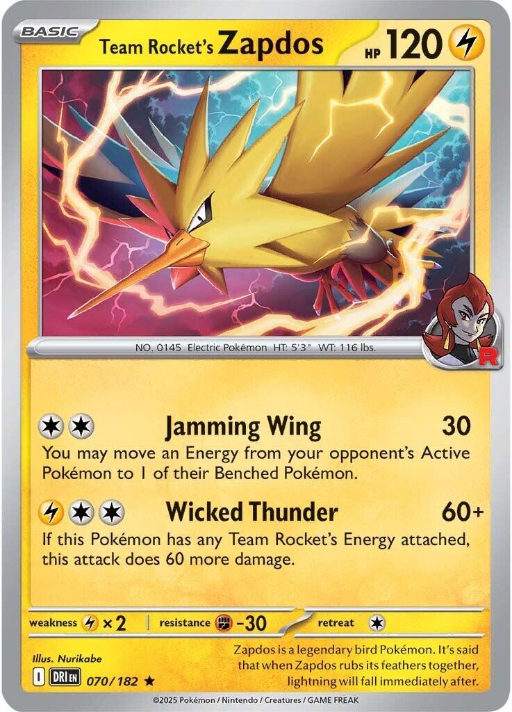 Team Rocket's Zapdos (070/182) [Scarlet & Violet: Destined Rivals] | Exor Games Summserside