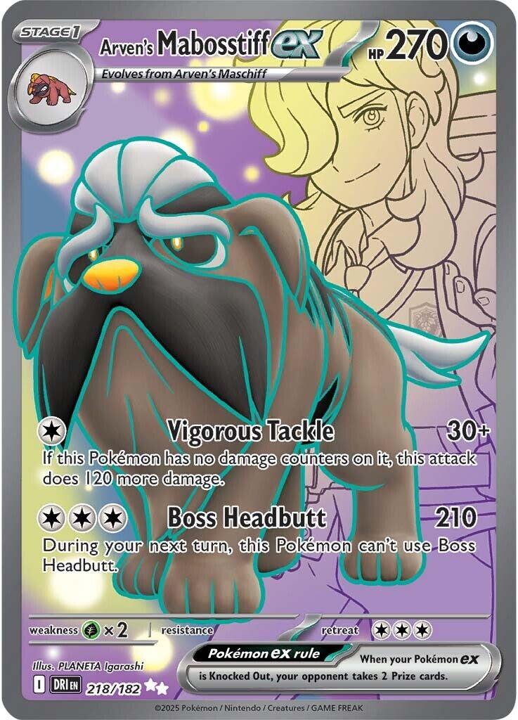 Arven's Mabosstiff ex (218/182) [Scarlet & Violet: Destined Rivals] | Exor Games Summserside