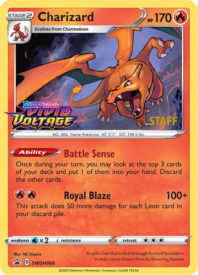 Charizard (SWSH066) (Staff Prerelease Promo) [Sword & Shield: Black Star Promos] | Exor Games Summserside