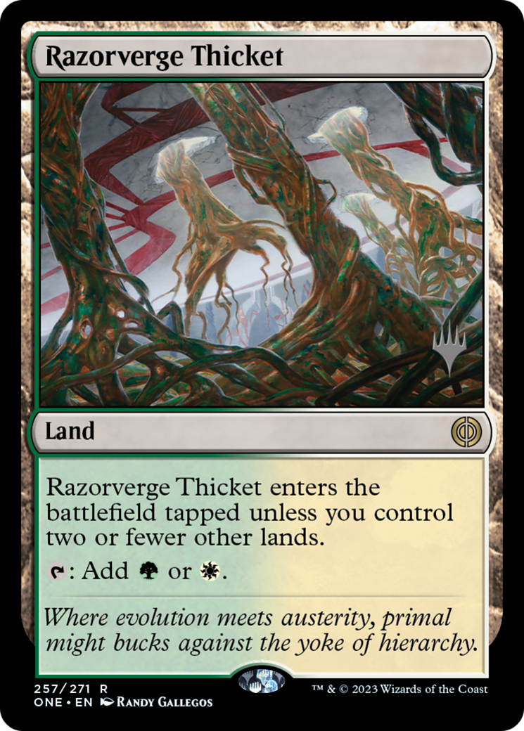 Razorverge Thicket (Promo Pack) [Phyrexia: All Will Be One Promos] | Exor Games Summserside