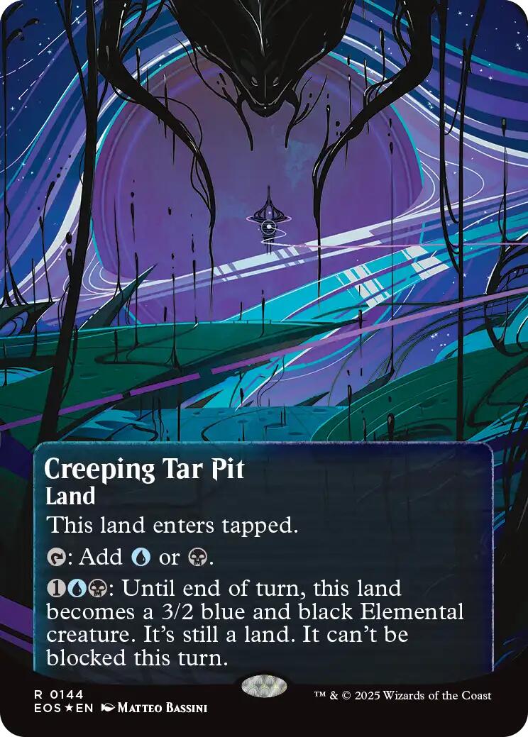 Creeping Tar Pit (0144) (Borderless) (Galaxy Foil) [Edge of Eternities: Stellar Sights] | Exor Games Summserside
