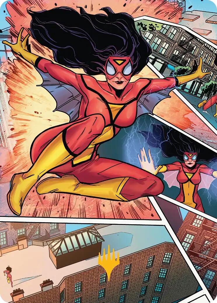 Spider-Woman, Stunning Savior Art Card (Gold-Stamped Planeswalker Symbol) [Marvel's Spider-Man Art Series] | Exor Games Summserside