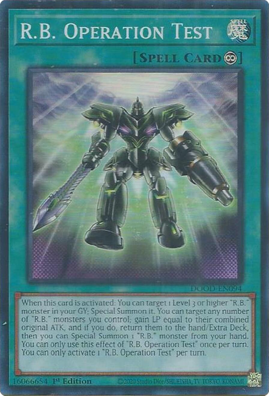 R.B. Operation Test [DOOD-EN094] Super Rare | Exor Games Summserside