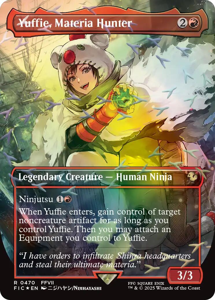 Yuffie, Materia Hunter (Borderless) (Chocobo Track Foil) [FINAL FANTASY Commander] | Exor Games Summserside