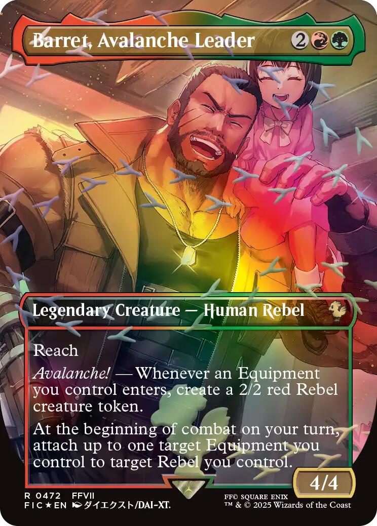 Barret, Avalanche Leader (Borderless) (Chocobo Track Foil) [FINAL FANTASY Commander] | Exor Games Summserside