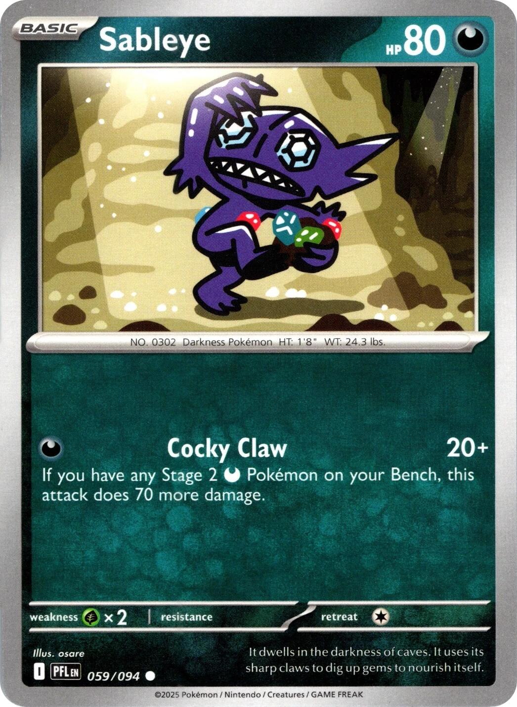 Sableye (059/094) (Reverse Holo) [Mega Evolution: Phantasmal Flames] | Exor Games Summserside