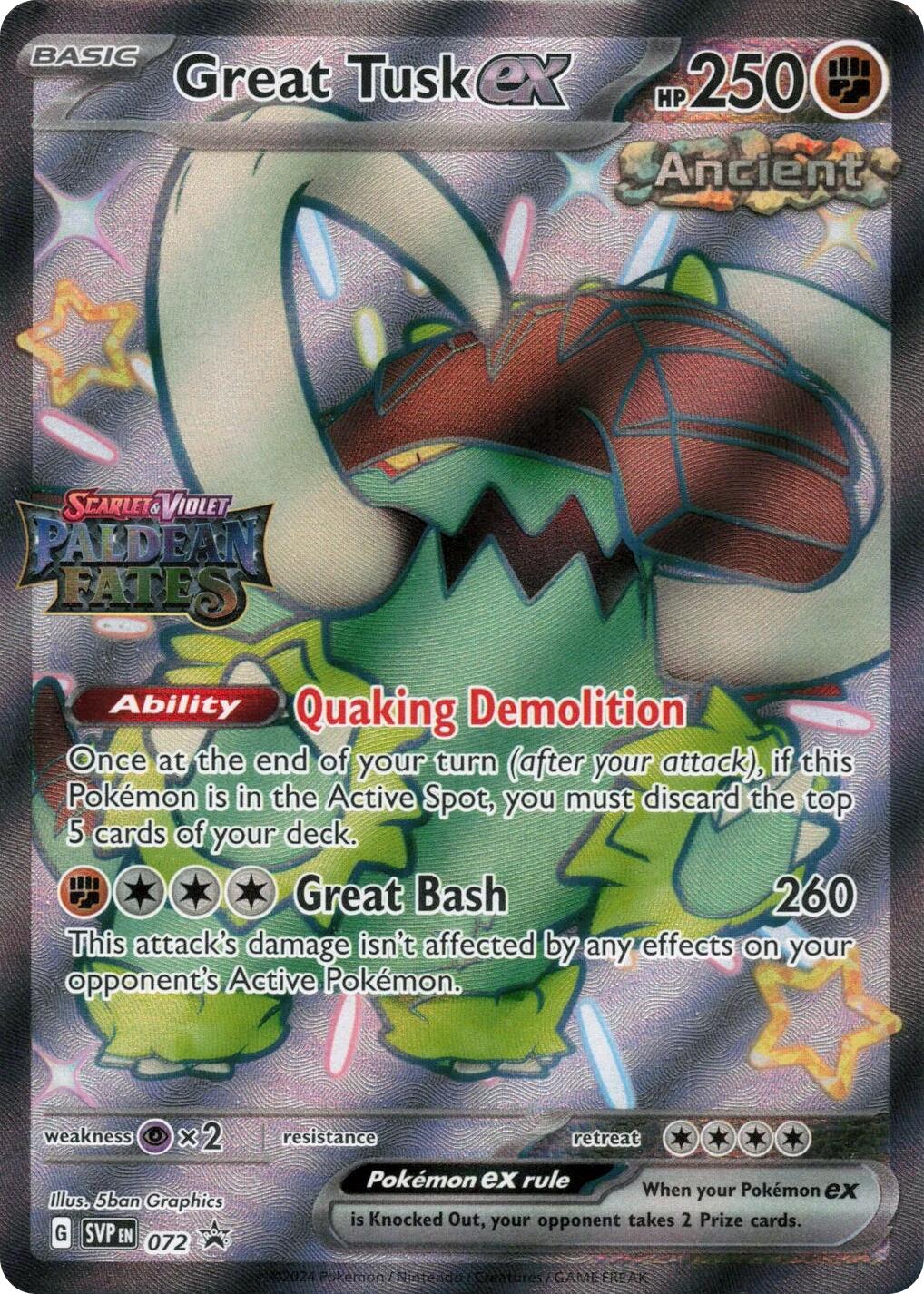 Great Tusk ex (072) (Paldean Fates Stamped) [Scarlet & Violet: Paldean Fates] | Exor Games Summserside