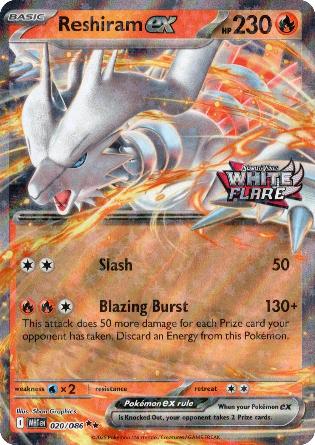 Reshiram ex (020/086) (White Flare Stamped) [Miscellaneous Cards] | Exor Games Summserside