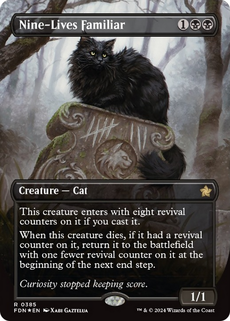 Nine-Lives Familiar (Borderless Mana Foil) [Foundations] | Exor Games Summserside