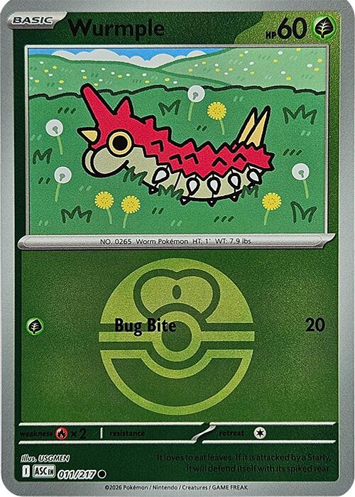 Wurmple (011/217) (Love Ball) [Mega Evolution: Ascended Heroes] | Exor Games Summserside