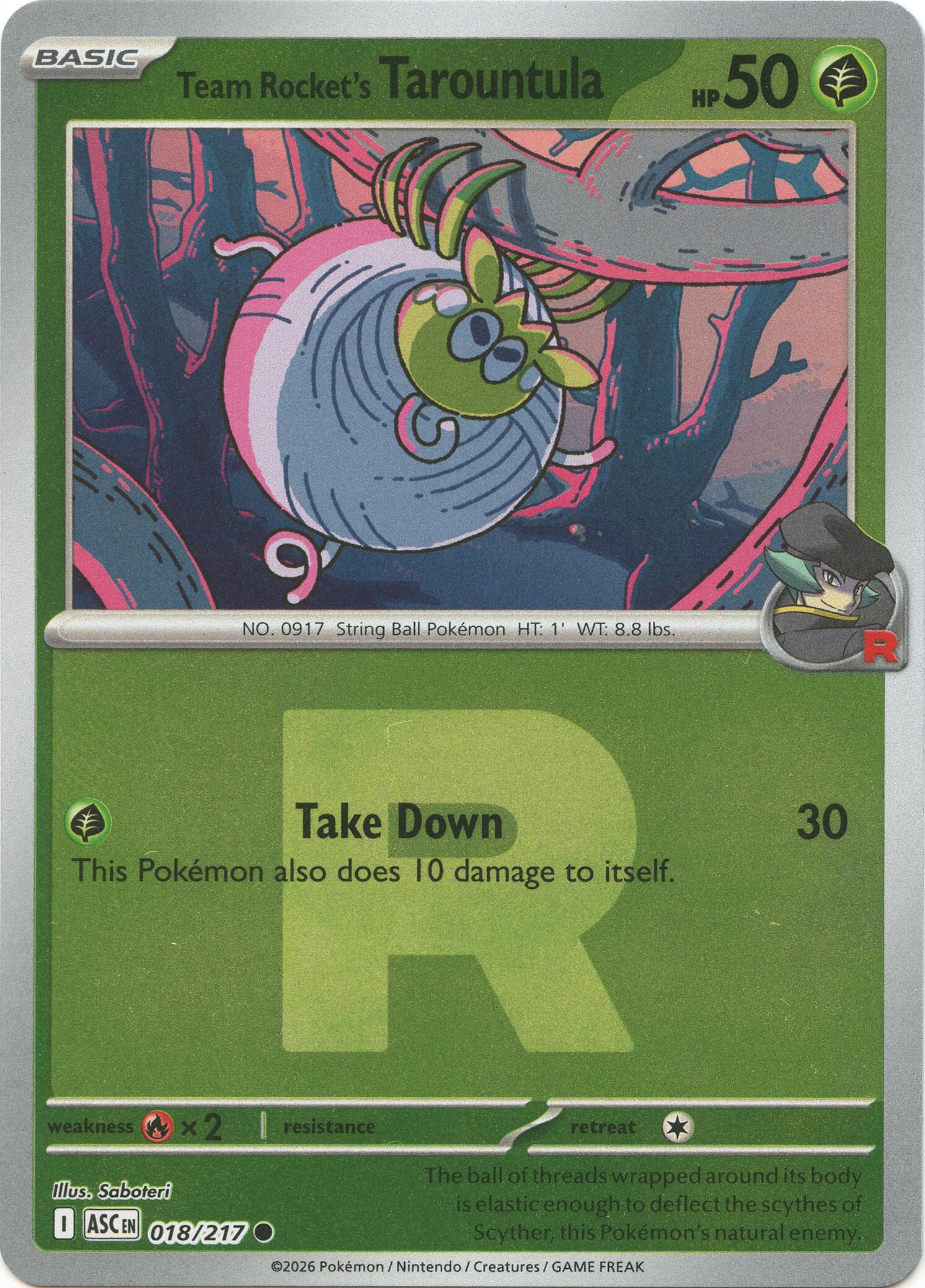 Team Rocket's Tarountula (018/217) (Team Rocket) [Mega Evolution: Ascended Heroes] | Exor Games Summserside