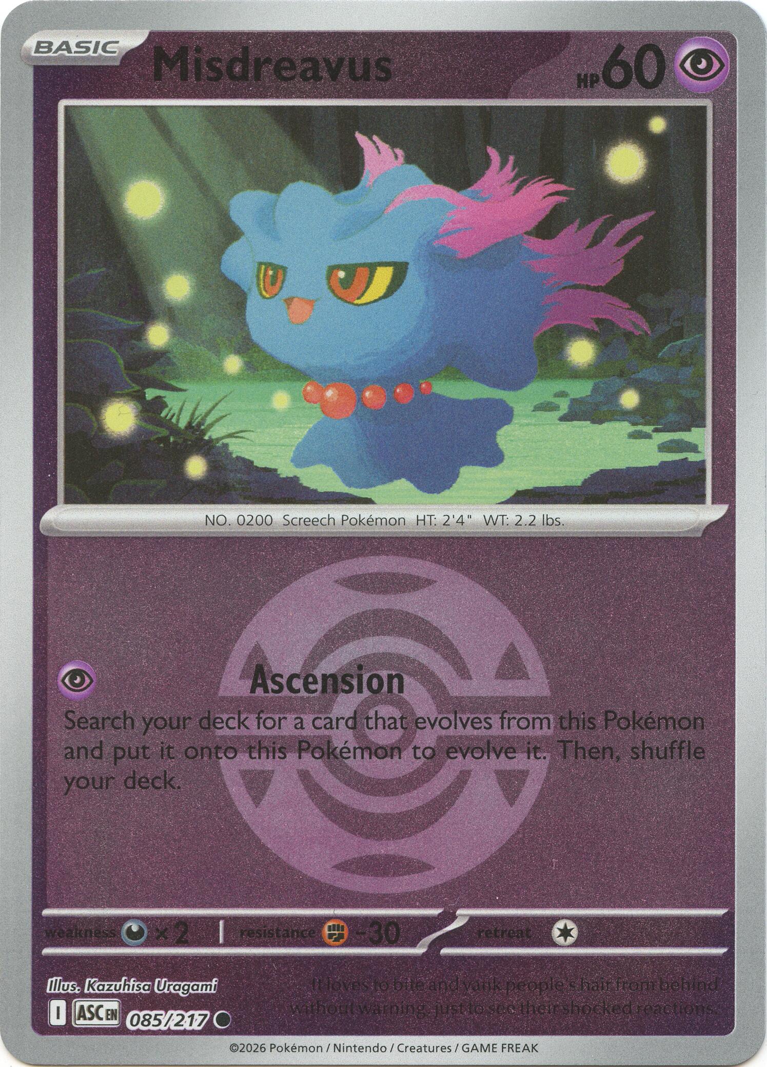 Misdreavus (085/217) (Dusk Ball) [Mega Evolution: Ascended Heroes] | Exor Games Summserside