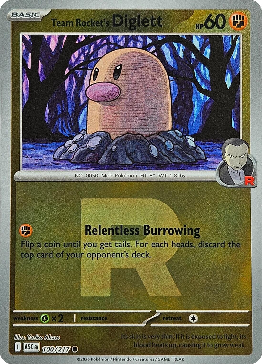 Team Rocket's Diglett (100/217) (Team Rocket) [Mega Evolution: Ascended Heroes] | Exor Games Summserside
