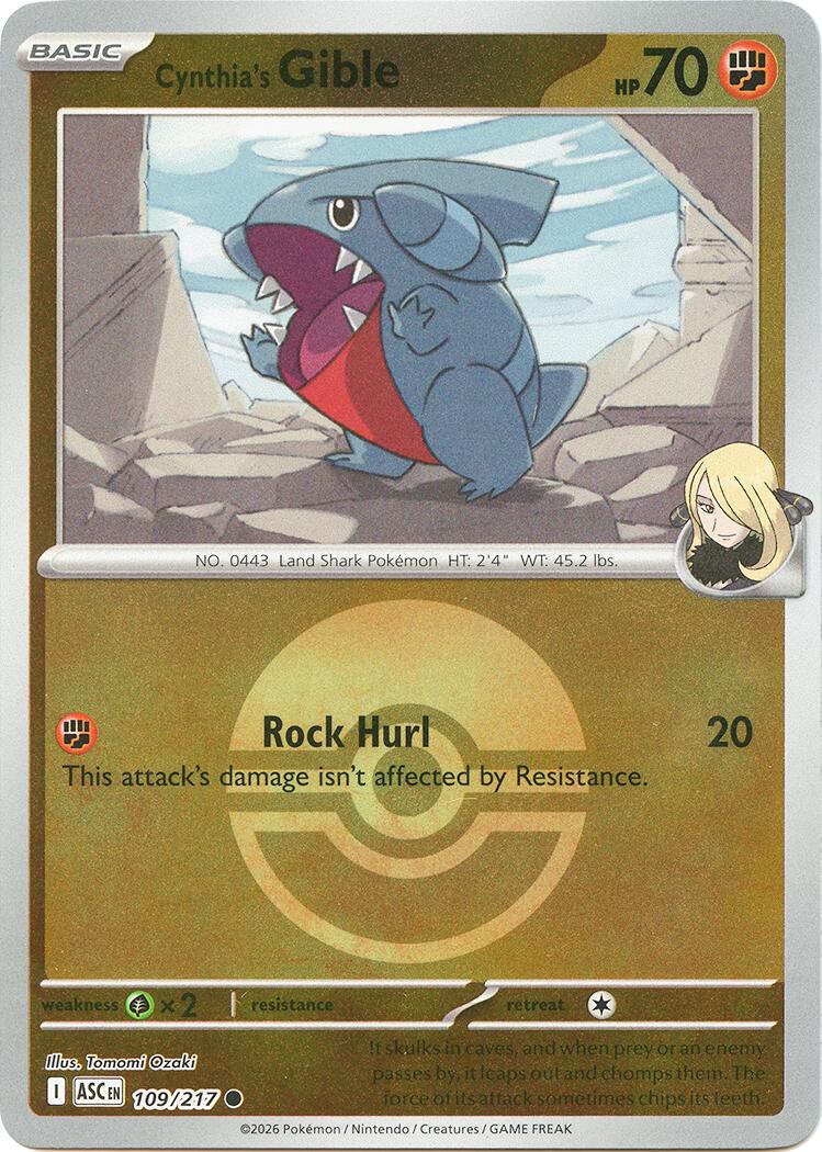 Cynthia's Gible (109/217) (Poke Ball) [Mega Evolution: Ascended Heroes] | Exor Games Summserside