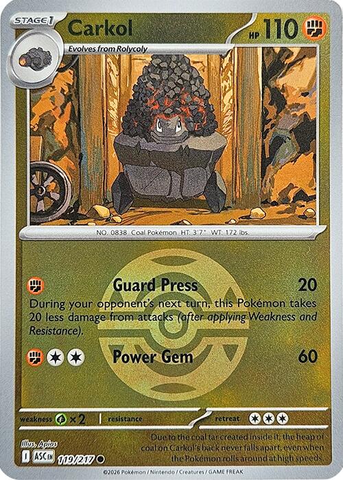 Carkol (119/217) (Dusk Ball) [Mega Evolution: Ascended Heroes] | Exor Games Summserside