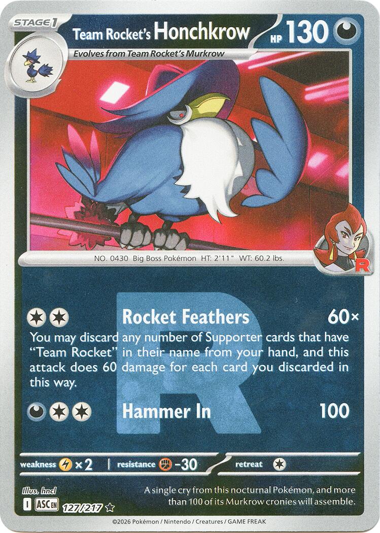 Team Rocket's Honchkrow (127/217) (Team Rocket) [Mega Evolution: Ascended Heroes] | Exor Games Summserside