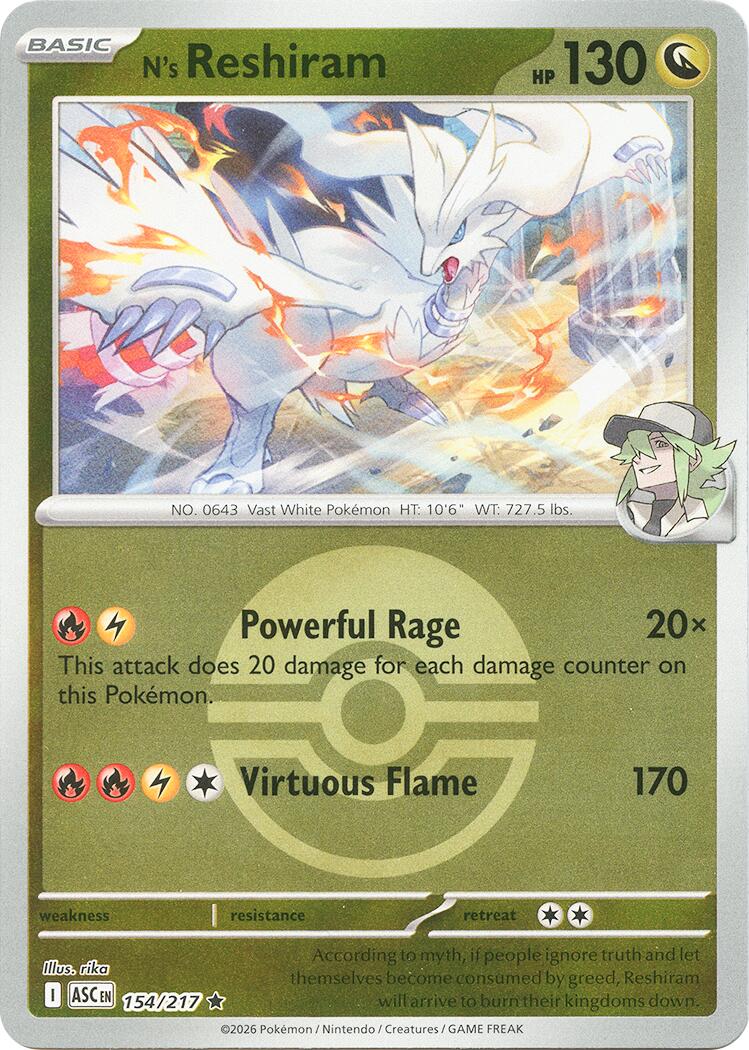 N's Reshiram (154/217) (Poke Ball) [Mega Evolution: Ascended Heroes] | Exor Games Summserside