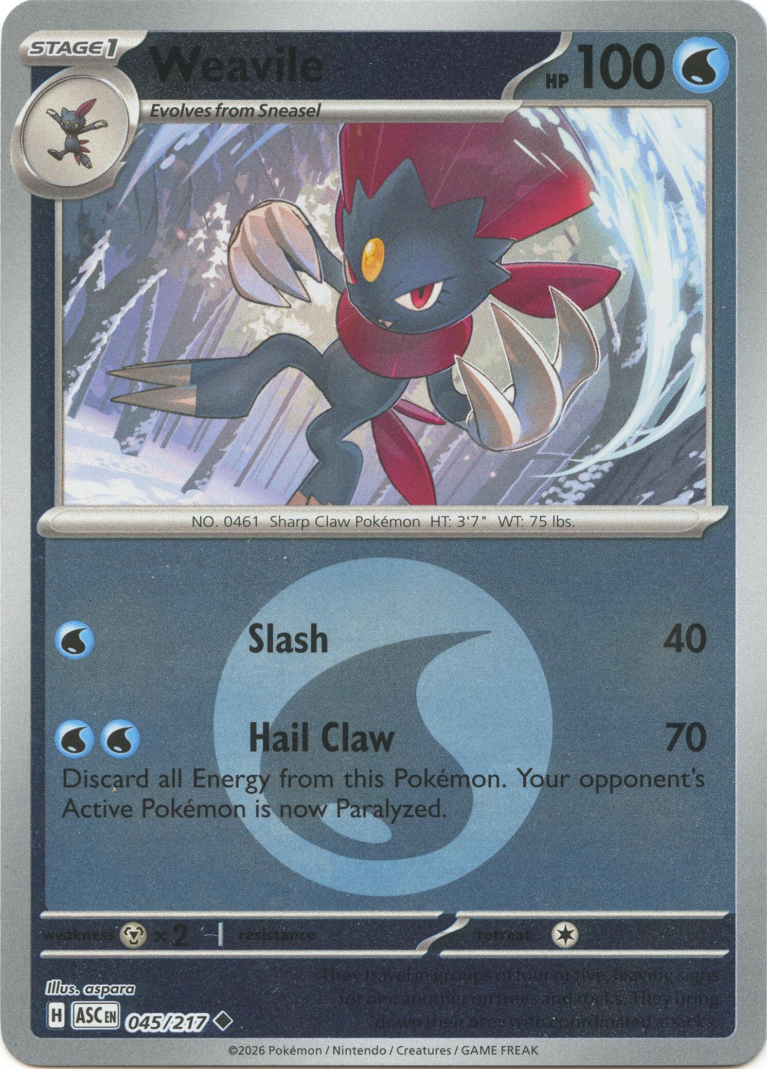 Weavile (045/217) (Energy Symbol Pattern) [Mega Evolution: Ascended Heroes] | Exor Games Summserside