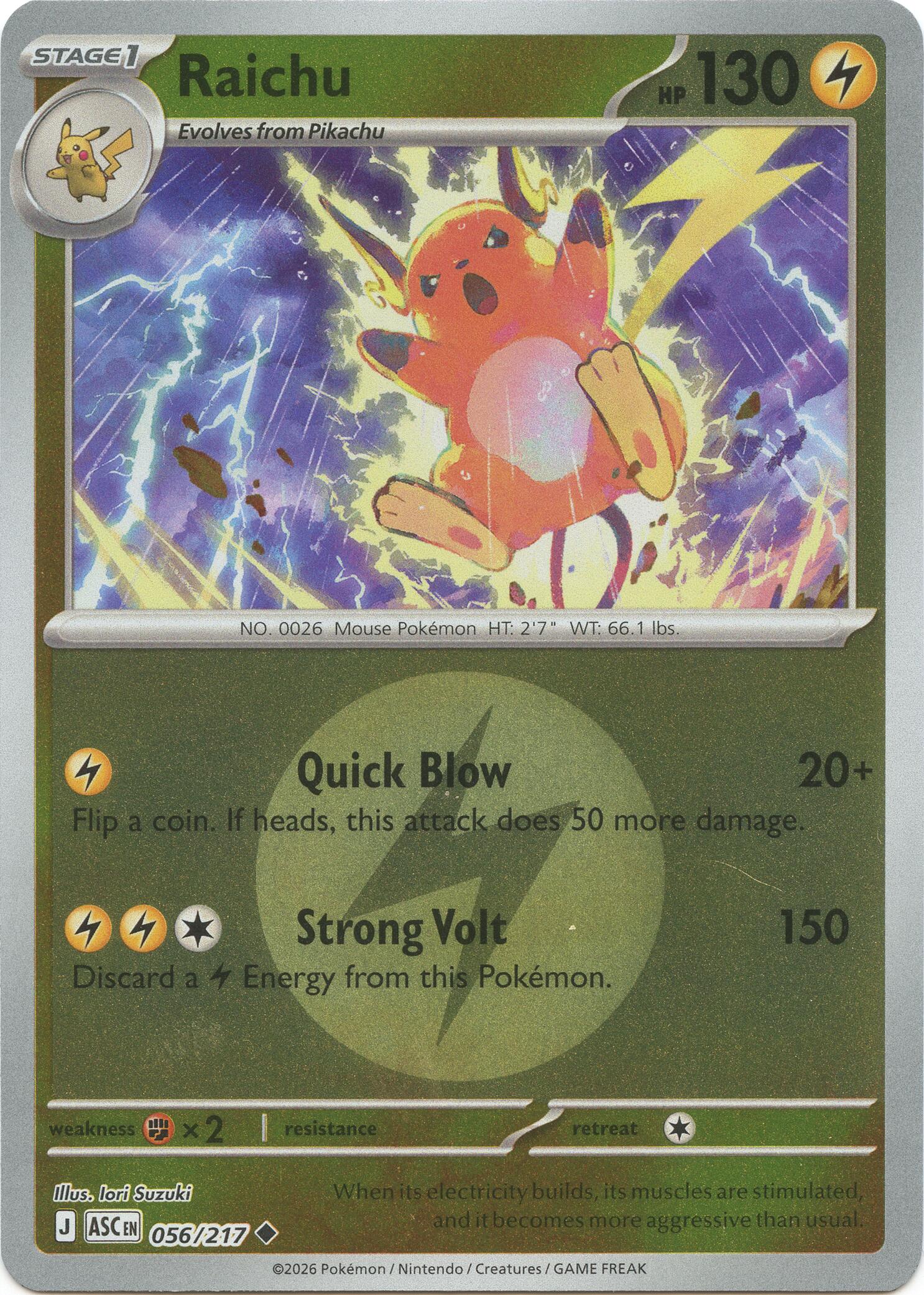 Raichu (056/217) (Energy Symbol Pattern) [Mega Evolution: Ascended Heroes] | Exor Games Summserside