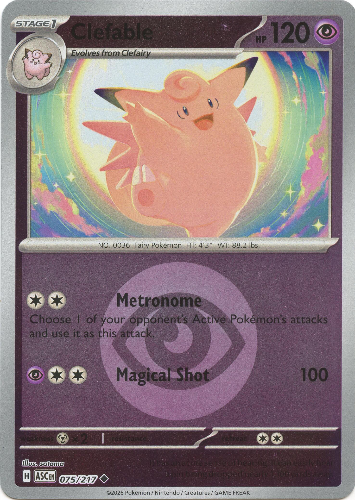 Clefable (075/217) (Energy Symbol Pattern) [Mega Evolution: Ascended Heroes] | Exor Games Summserside
