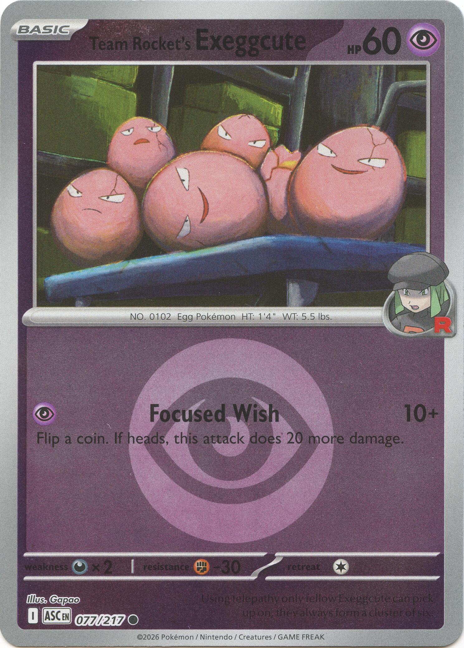 Team Rocket's Exeggcute (077/217) (Energy Symbol Pattern) [Mega Evolution: Ascended Heroes] | Exor Games Summserside