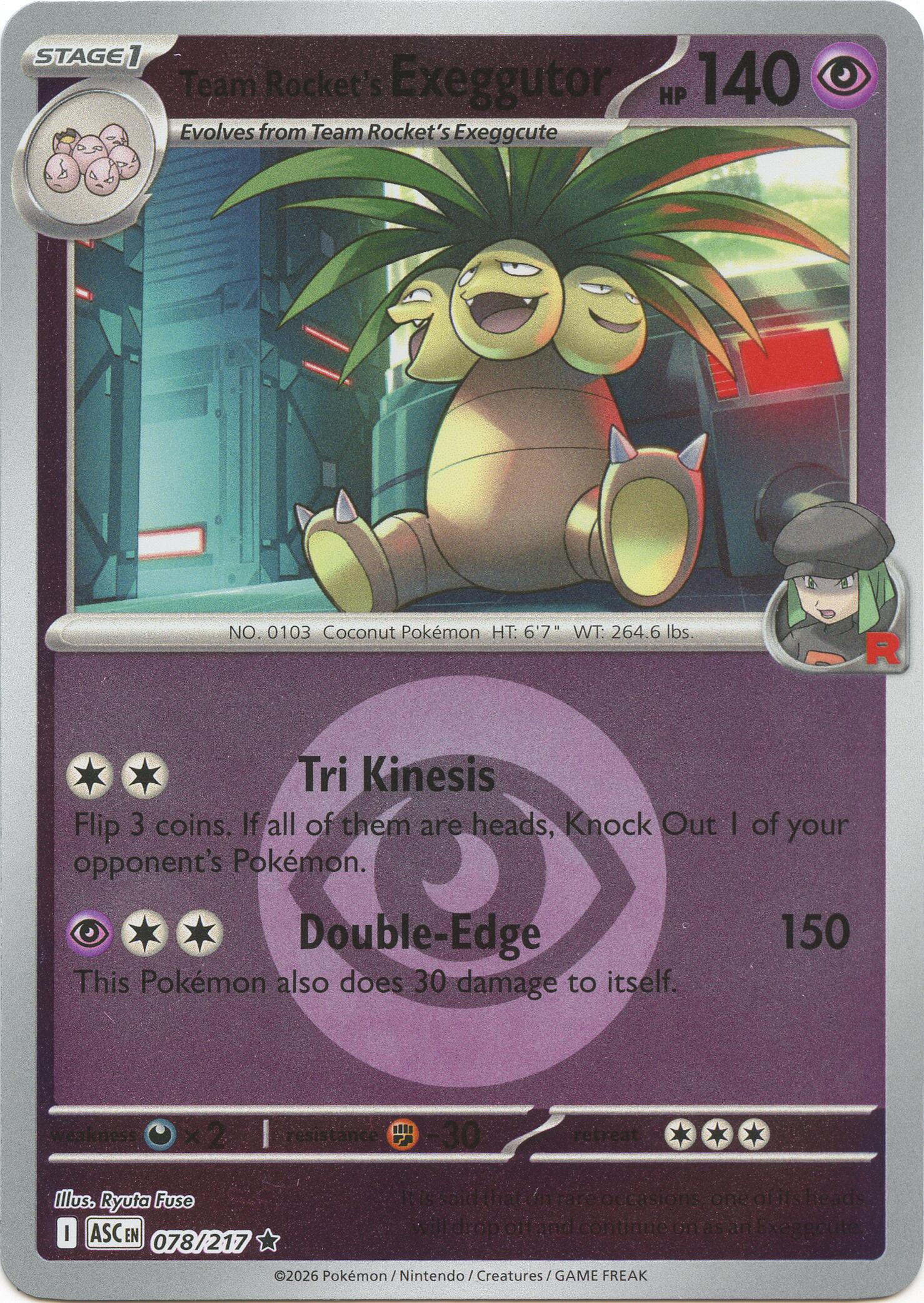 Team Rocket's Exeggutor (078/217) (Energy Symbol Pattern) [Mega Evolution: Ascended Heroes] | Exor Games Summserside