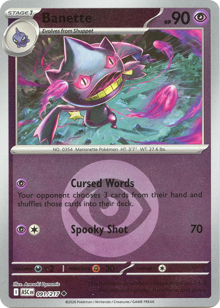 Banette (091/217) (Energy Symbol Pattern) [Mega Evolution: Ascended Heroes] | Exor Games Summserside
