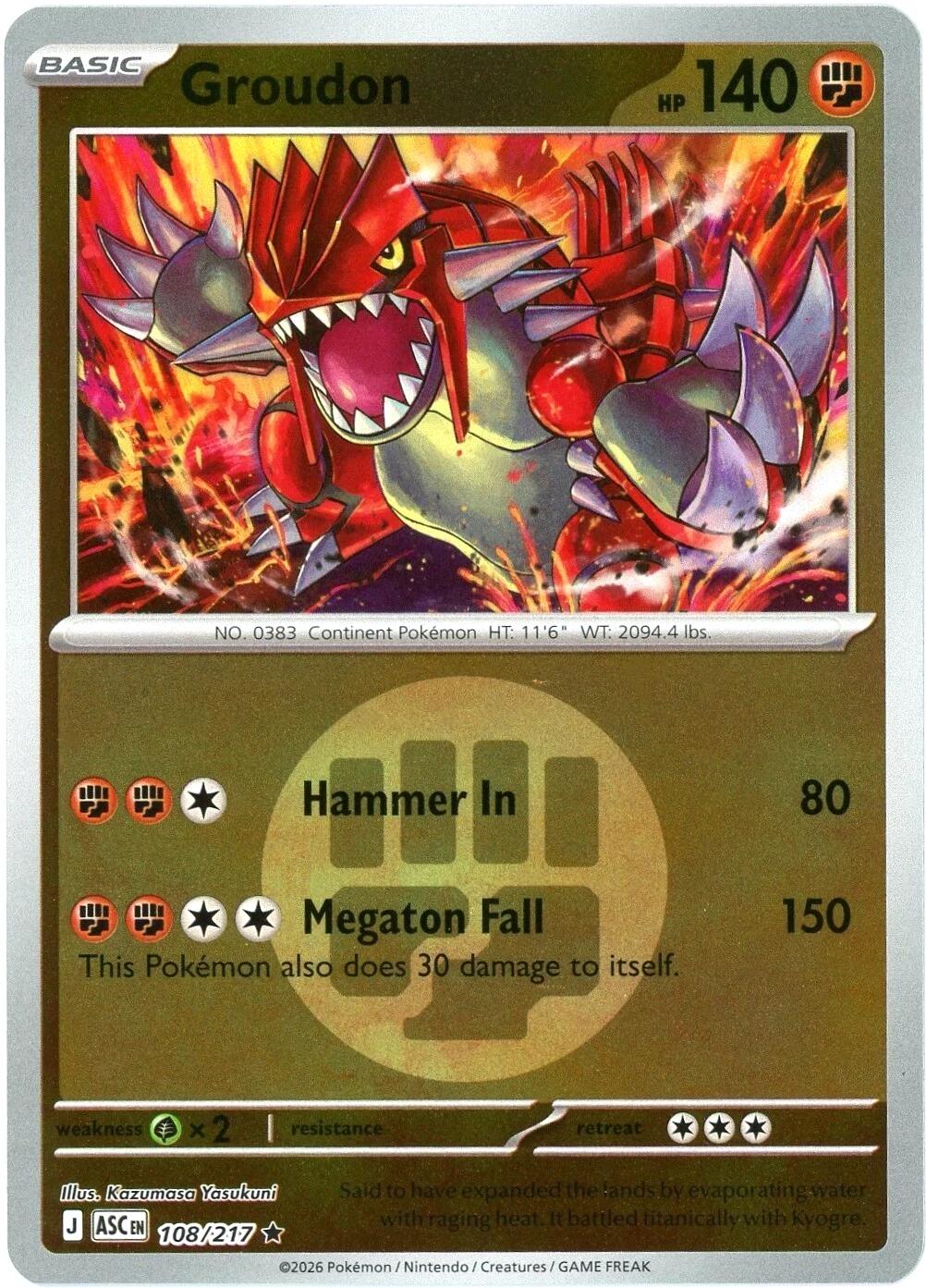 Groudon (108/217) (Energy Symbol Pattern) [Mega Evolution: Ascended Heroes] | Exor Games Summserside