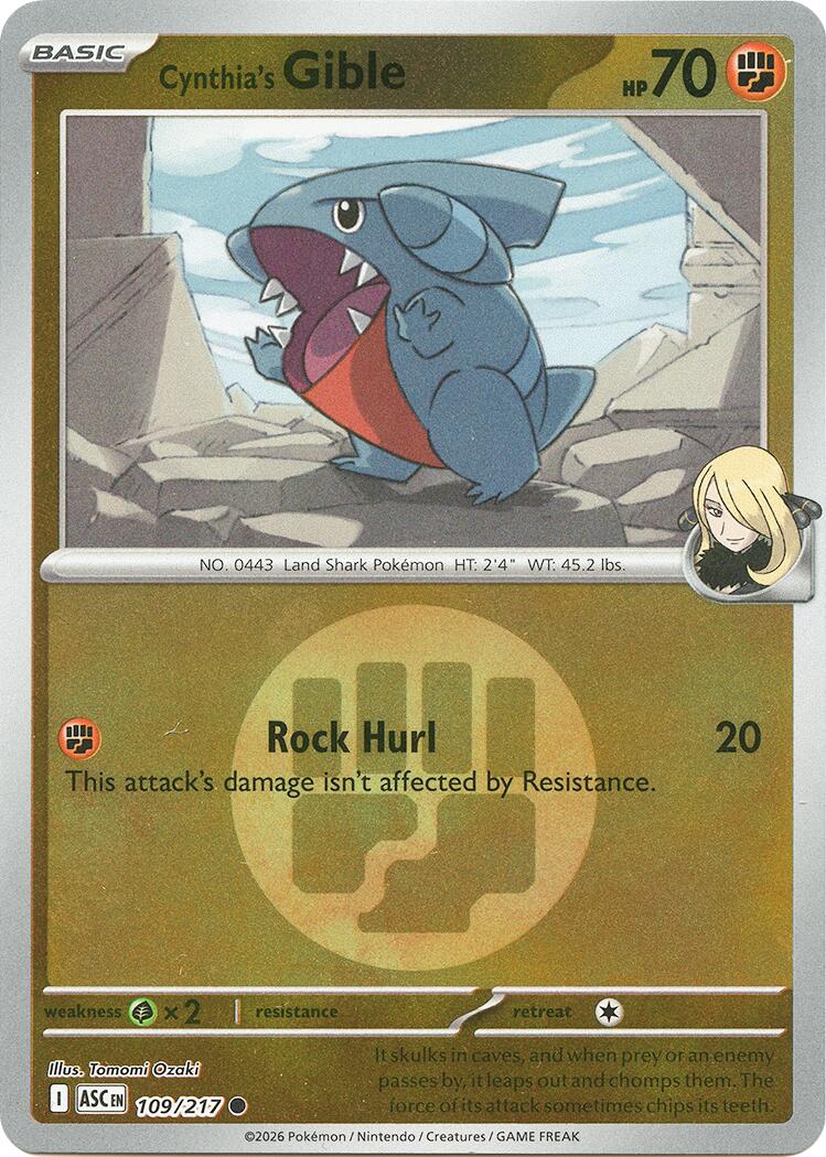 Cynthia's Gible (109/217) (Energy Symbol Pattern) [Mega Evolution: Ascended Heroes] | Exor Games Summserside