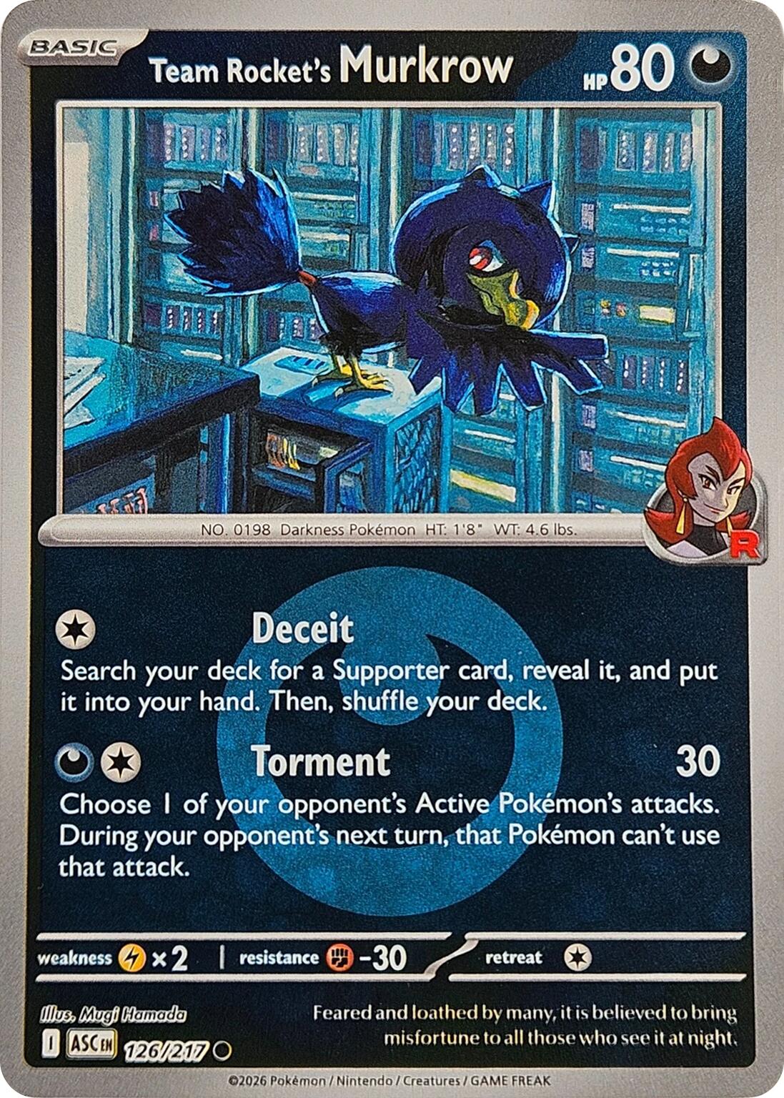 Team Rocket's Murkrow (126/217) (Energy Symbol Pattern) [Mega Evolution: Ascended Heroes] | Exor Games Summserside