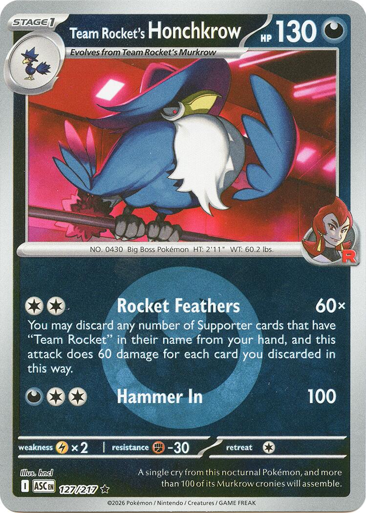 Team Rocket's Honchkrow (127/217) (Energy Symbol Pattern) [Mega Evolution: Ascended Heroes] | Exor Games Summserside