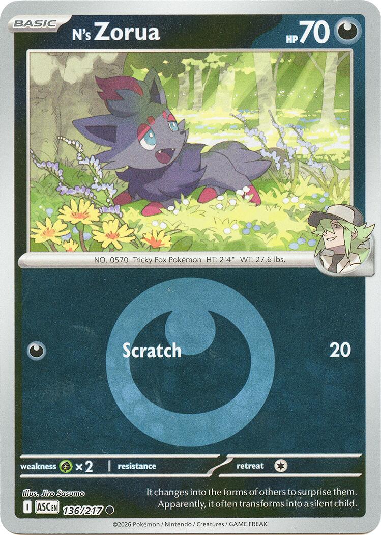 N's Zorua (136/217) (Energy Symbol Pattern) [Mega Evolution: Ascended Heroes] | Exor Games Summserside