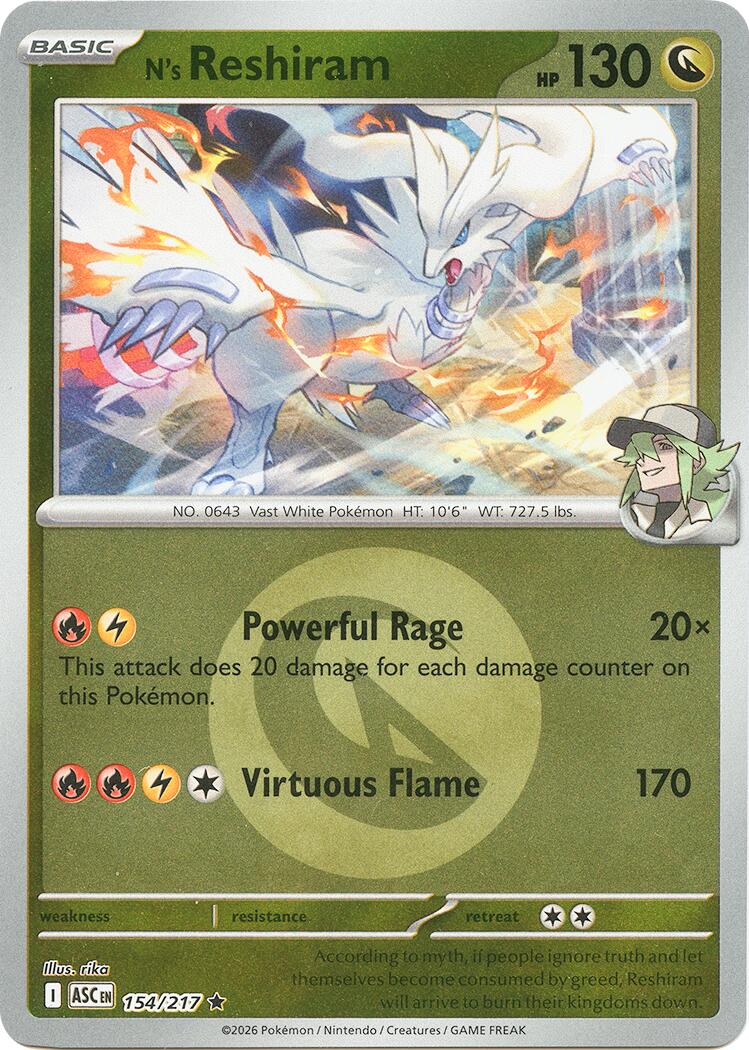N's Reshiram (154/217) (Energy Symbol Pattern) [Mega Evolution: Ascended Heroes] | Exor Games Summserside