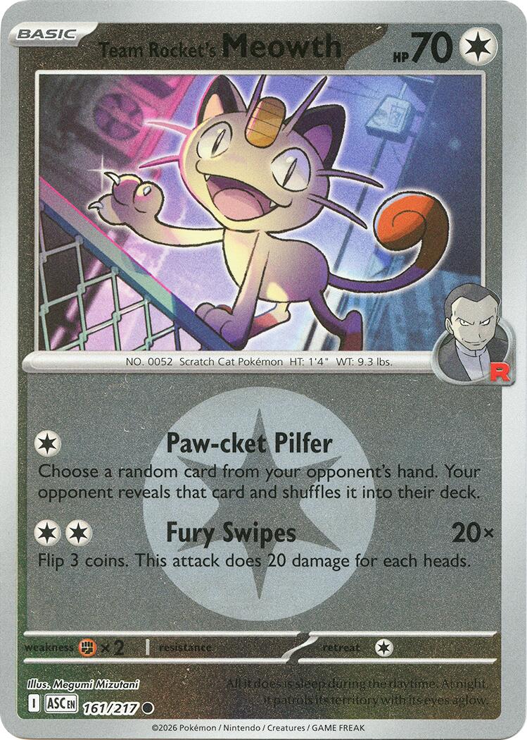 Team Rocket's Meowth (161/217) (Energy Symbol Pattern) [Mega Evolution: Ascended Heroes] | Exor Games Summserside