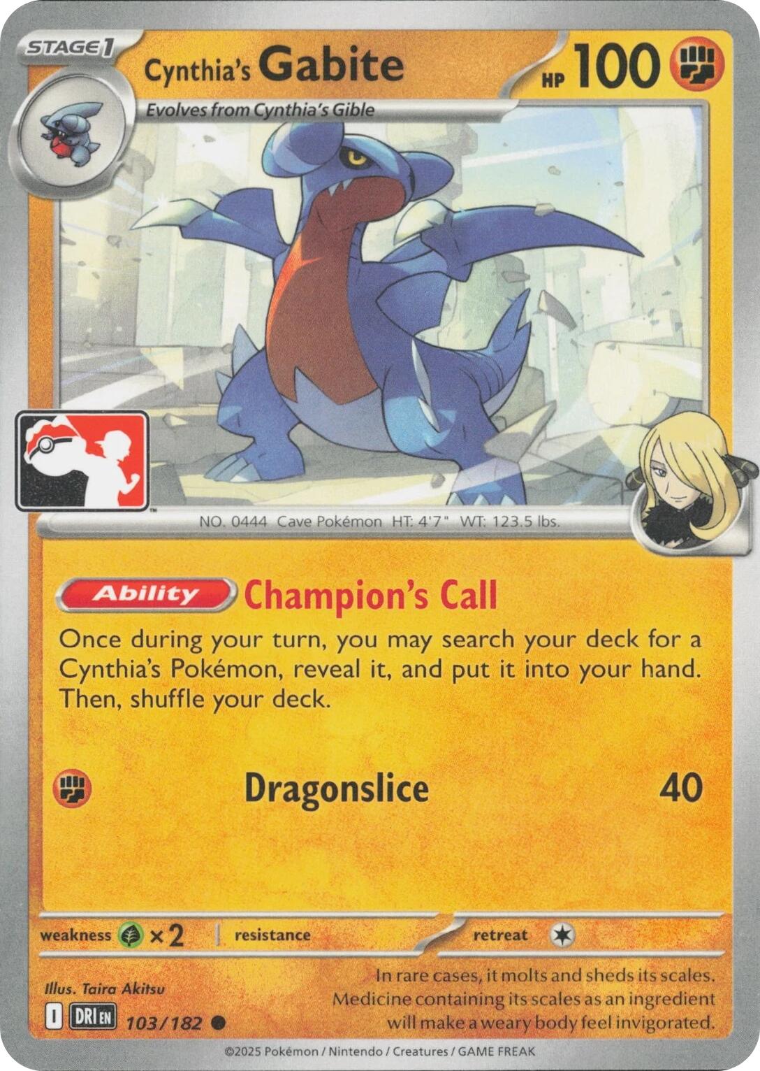 Cynthia's Gabite (103/182) [Prize Pack Series Eight] | Exor Games Summserside