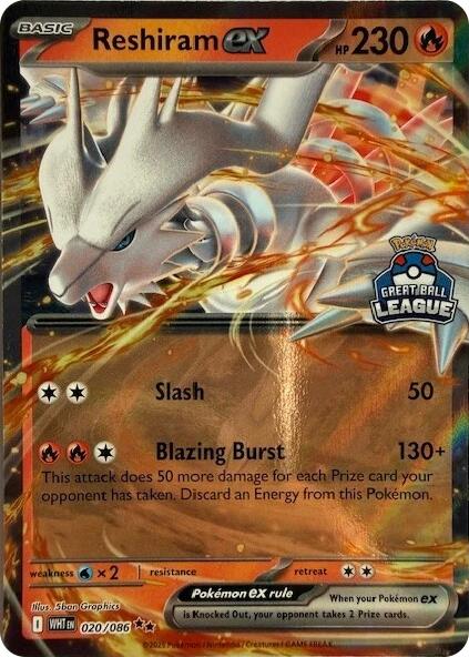 Reshiram ex (020/086) (Great Ball League) [League & Championship Cards] | Exor Games Summserside