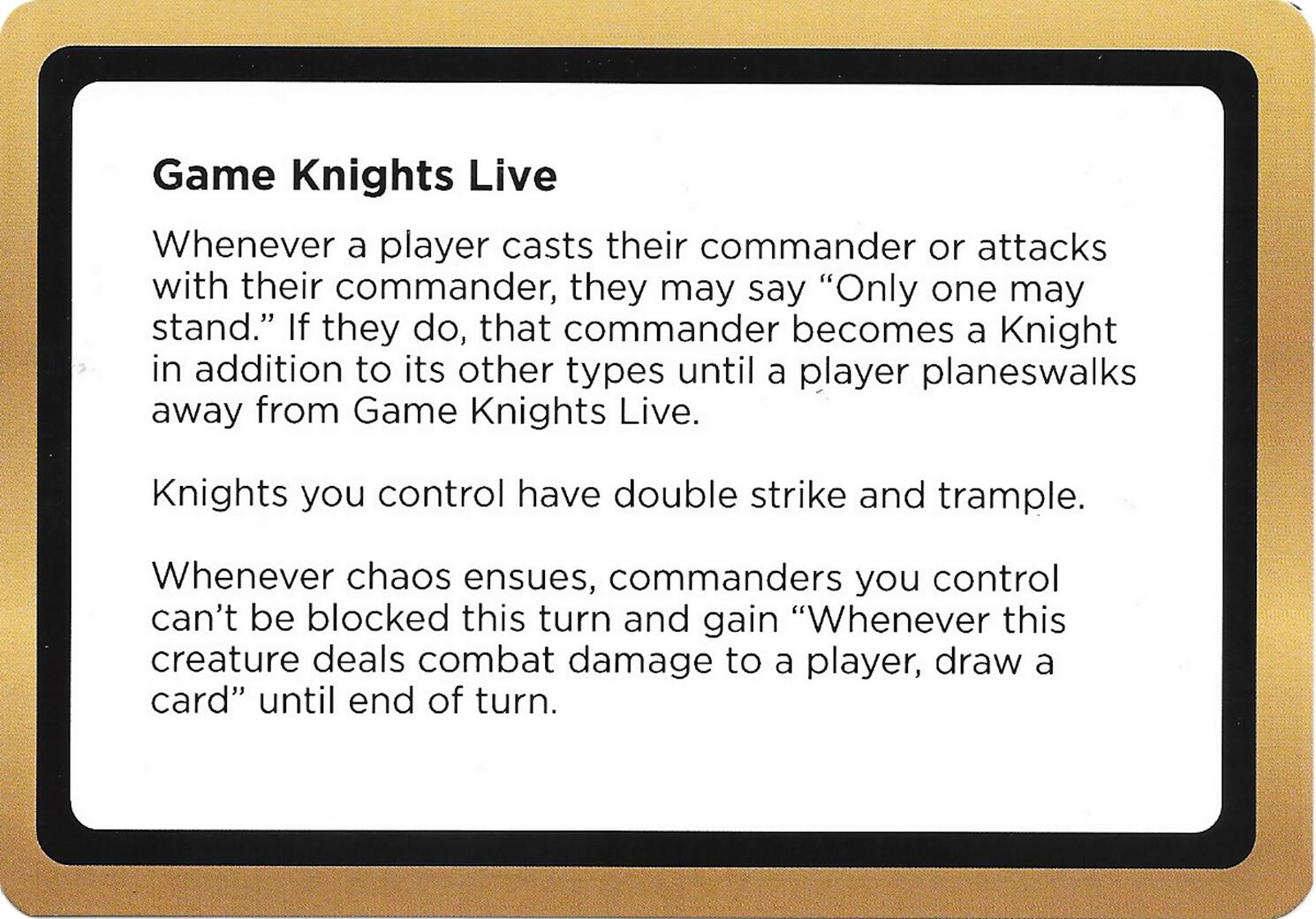 Game Knights Live (Black Lotus Unknown Planechase) [Oversize Cards] | Exor Games Summserside