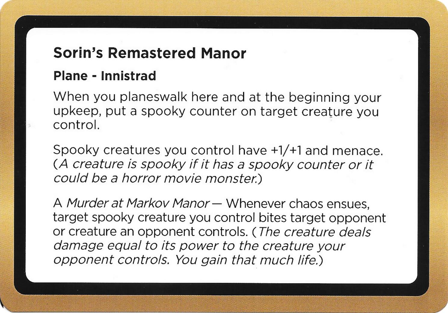 Sorin's Remastered Manor (Black Lotus Unknown Planechase) [Oversize Cards] | Exor Games Summserside